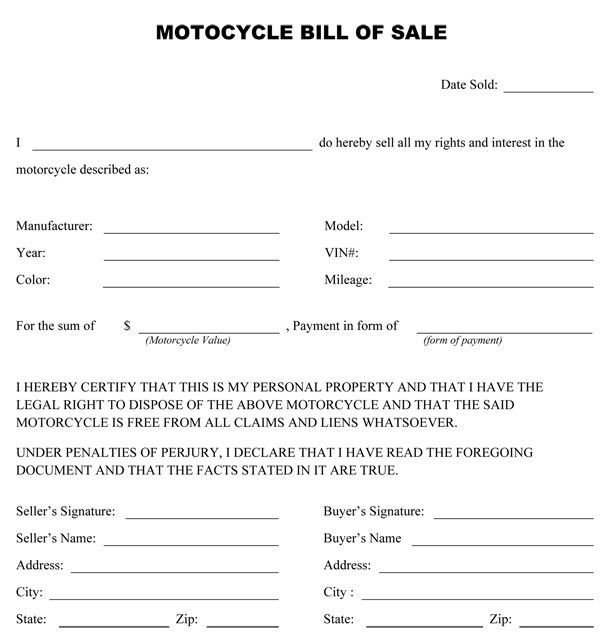 Printable Sample Bill Sale Alabama Form