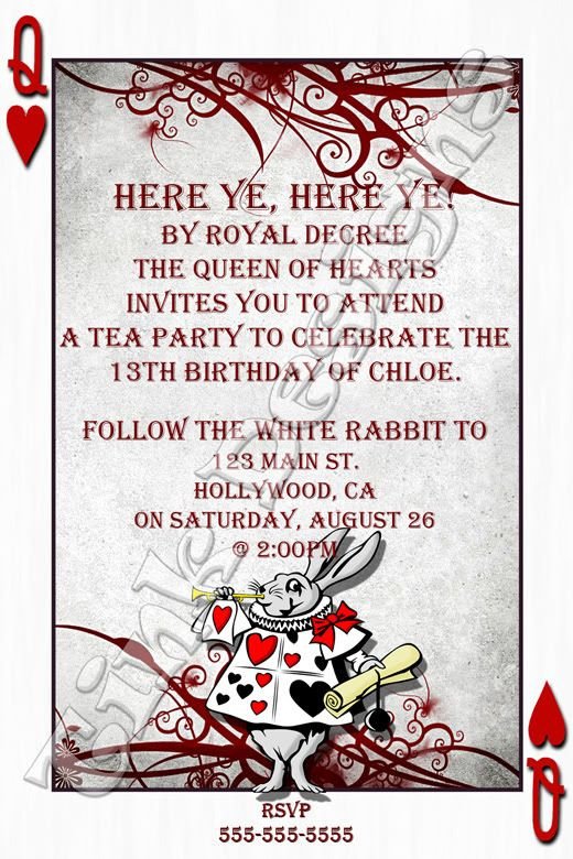 Alice In Wonderland Invitation Template 6