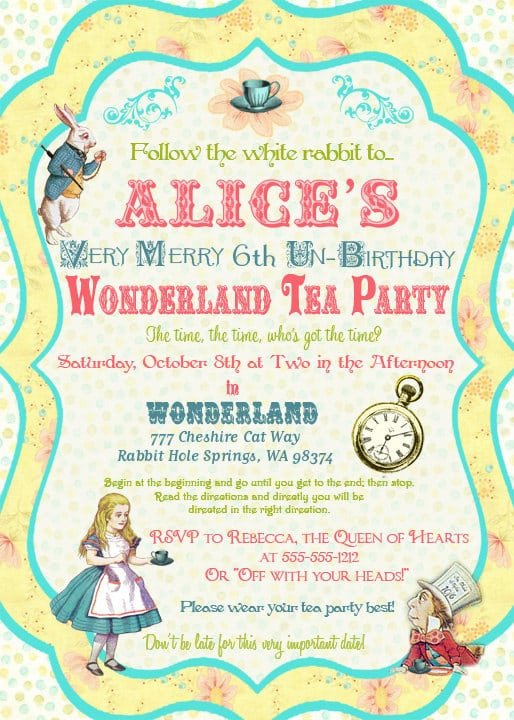 30 Alice In Wonderland Invitations Templates