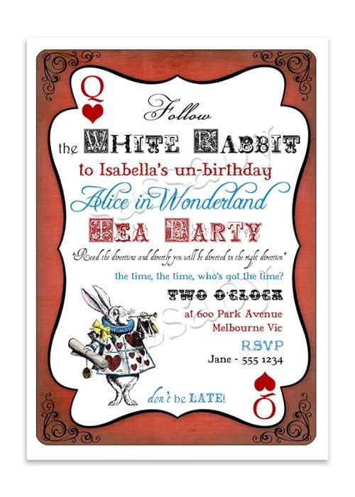 Alice In Wonderland Invitation Template Free