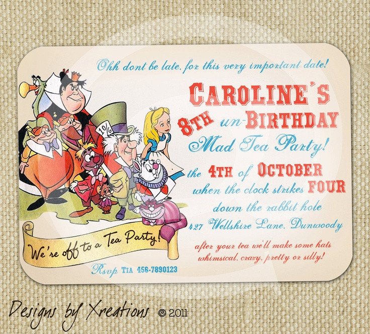 Alice in Wonderland Tea Party Themed Invitation Digital