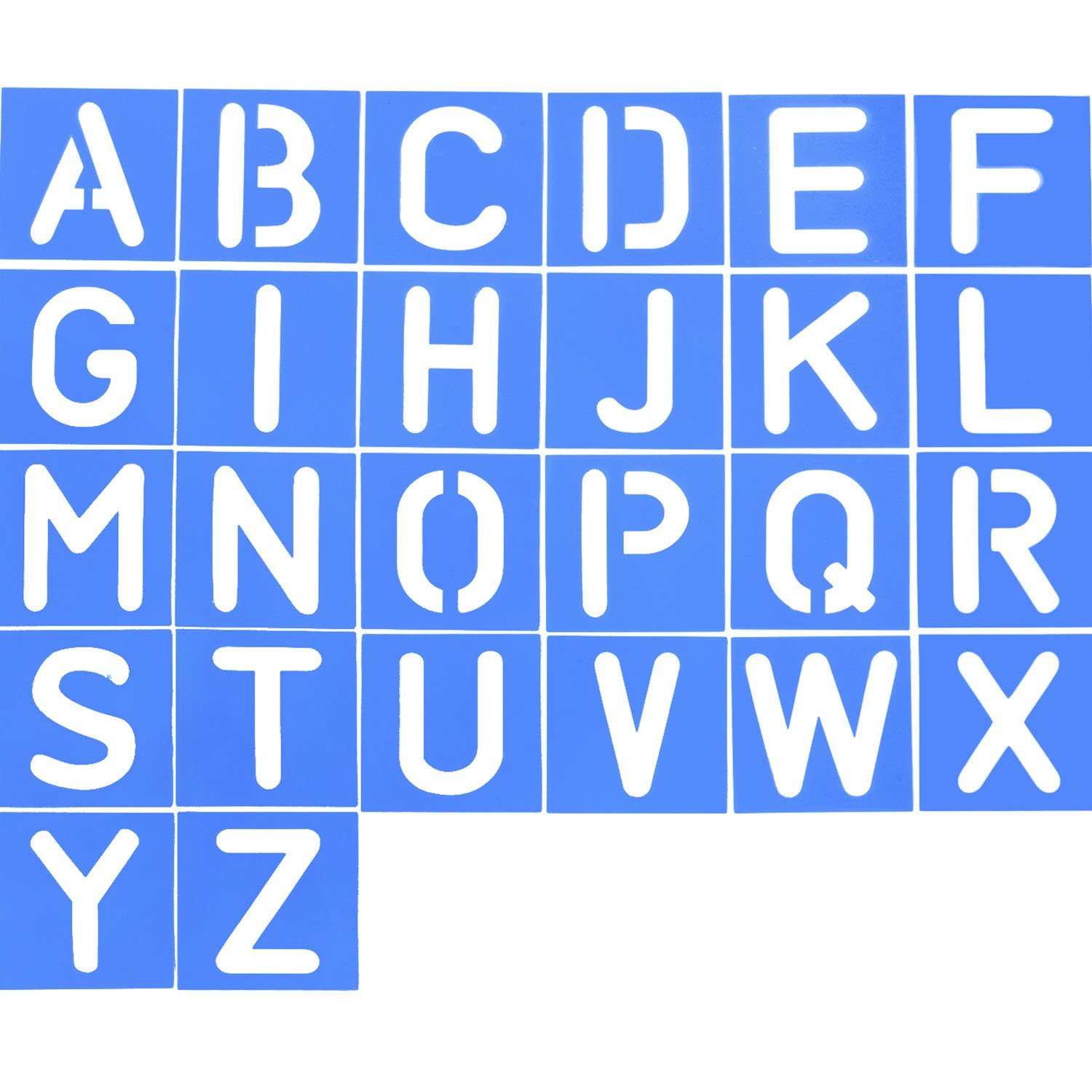 Alphabet Letter Stencils Set Plastic Blue 26 pcs