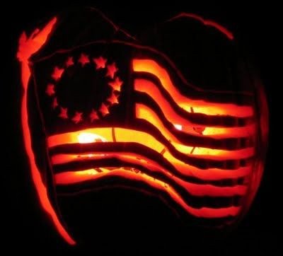 Original American Flag carved into pumpkin