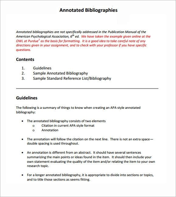 Sample Annotated Bibliography 5 Documents in Word PDF
