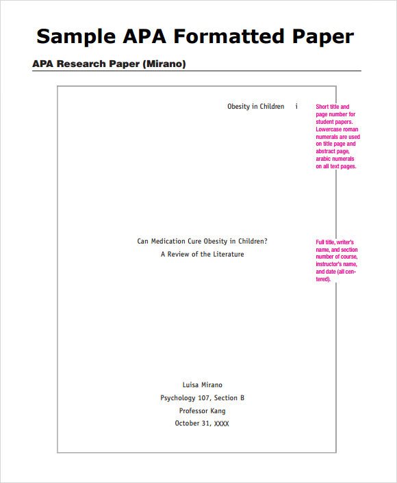 Sample APA Outline Template 8 Free Documents in PDF