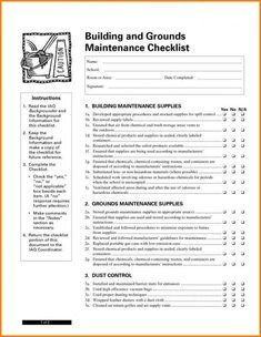 facility maintenance checklist template 3451