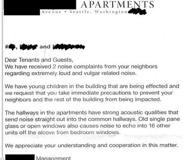 Fed up neighbours plaint letters about loud prove
