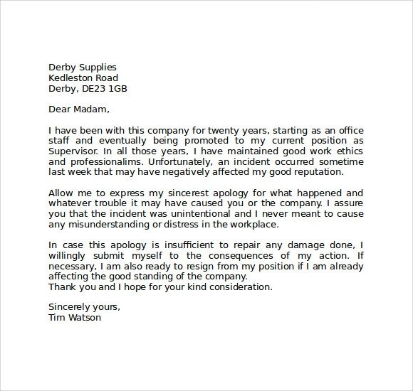 9 Apology Letters for Mistake PDF Word