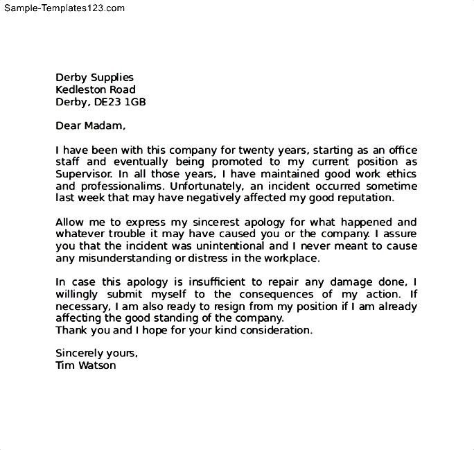 Apology Letter for Mistake to Boss Sample Templates