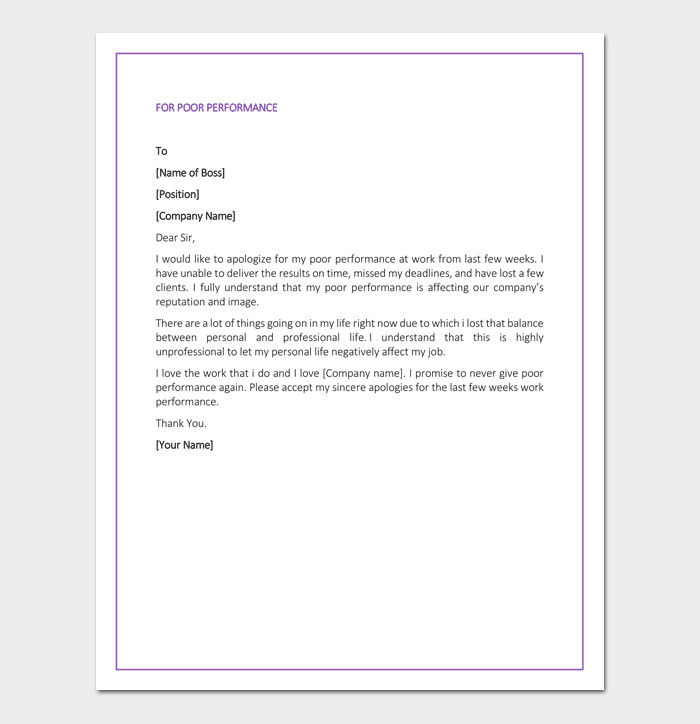 Apology Letter To Boss 7 Samples & Blank Formats