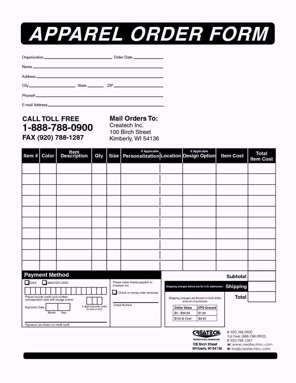 Clothing Order Form Templates Template Update234