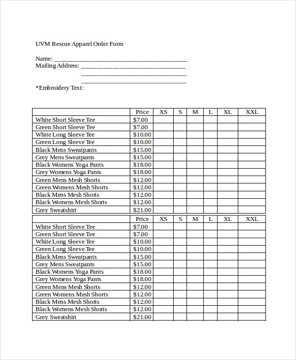 Order Form Template 12 Free Word PDF Documents