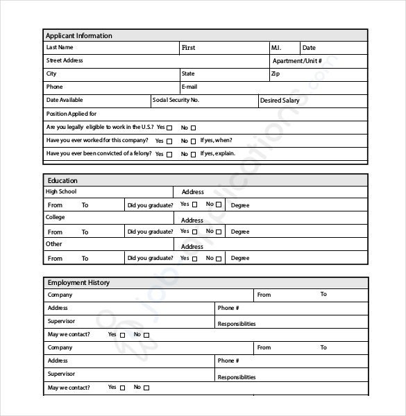 Job Application Template 19 Examples in PDF Word