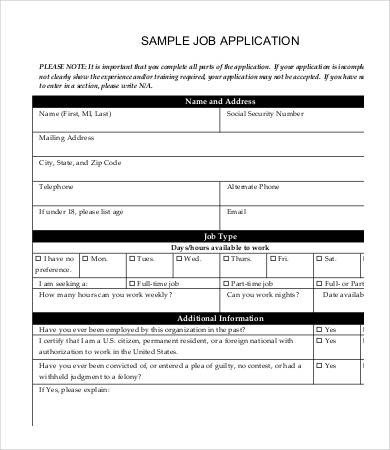 Printable Job Application Template 10 Free Word PDF