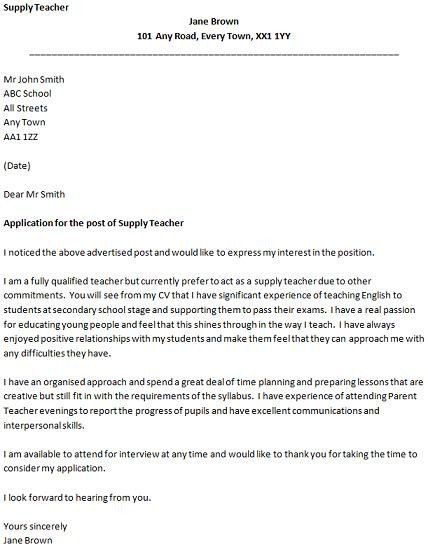 Cover Letter for a Supply Teacher Job icover