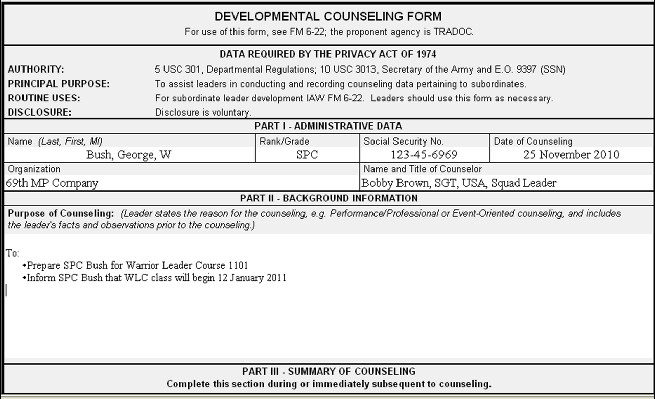 army initial counseling examples 4856 Hugo bs s blog