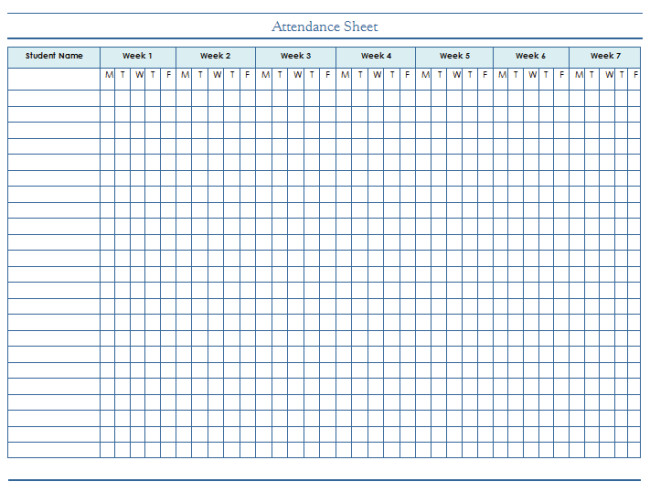 46 Best Attendance Sheet Template Examples For Classroom