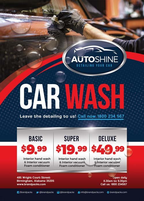 Free Car Wash Business Flyer Template Download for shop