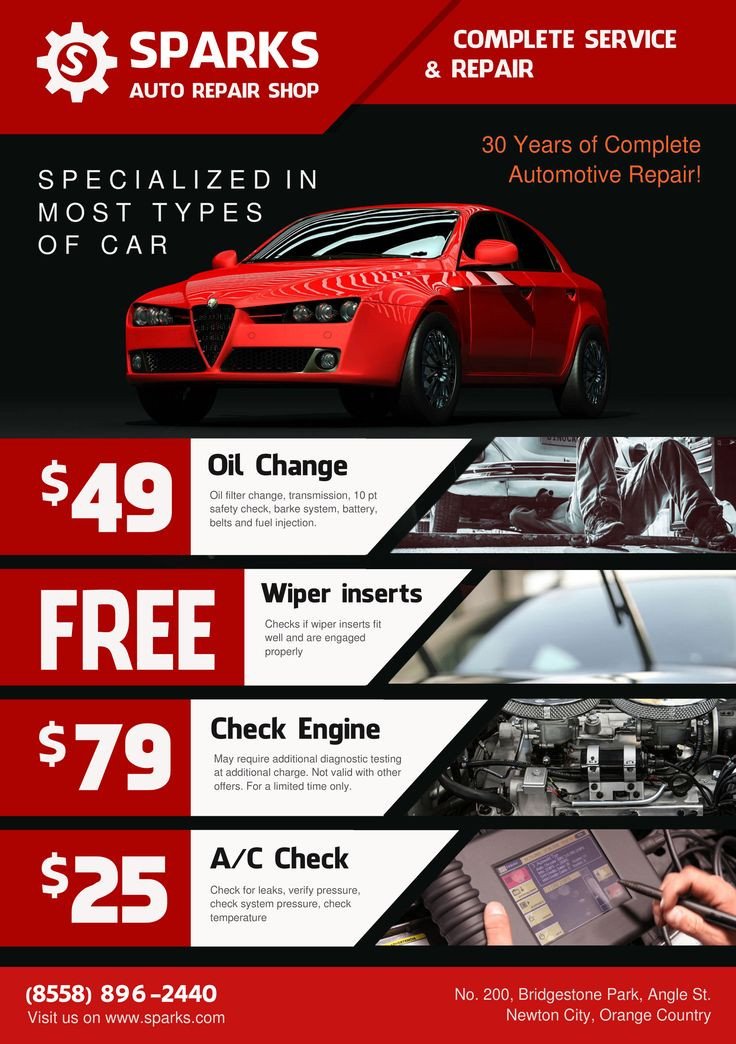 Template for Flyer A5 Auto Repair Shop Theme