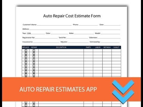 Free Auto Repair Estimates Form Freedform