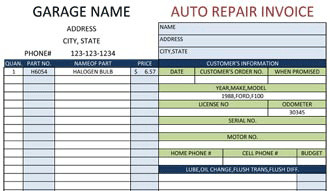 Auto Repair Invoice