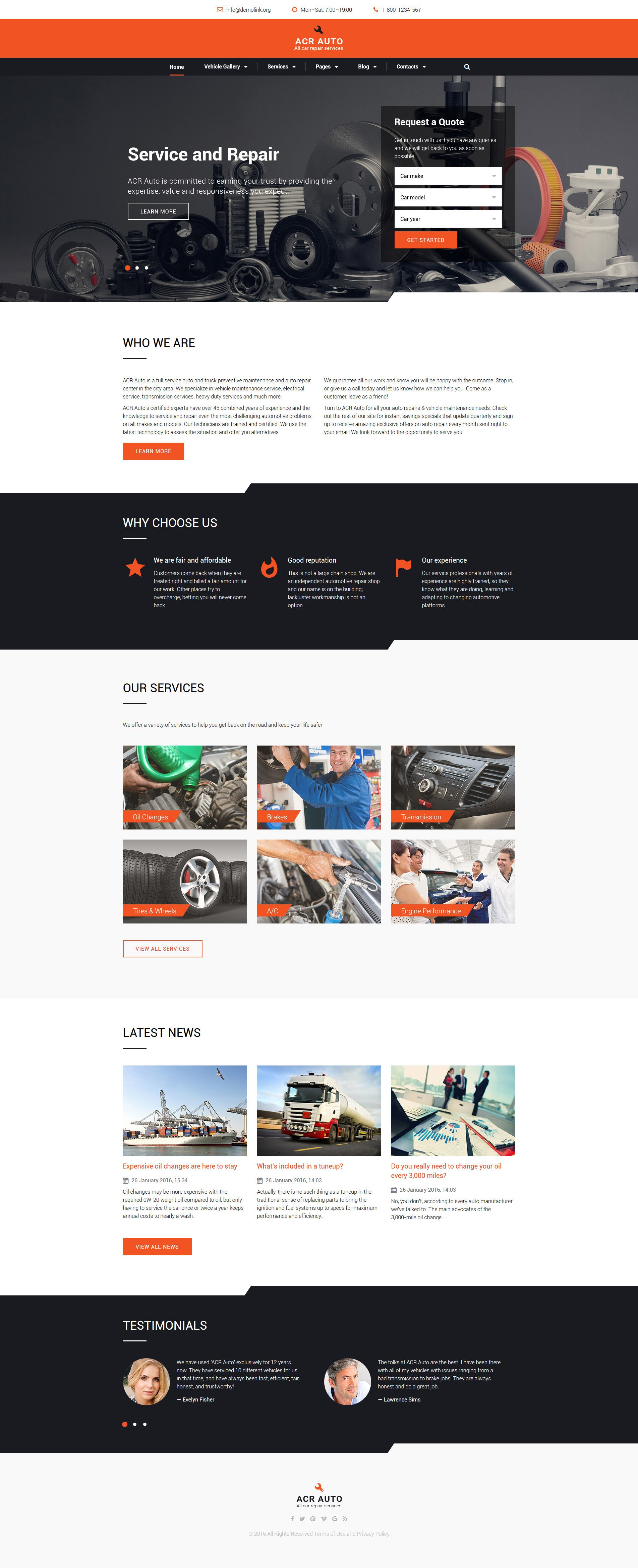 car repair website template