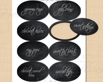 Chalkboard Editable Oval Labels Fits Avery Template