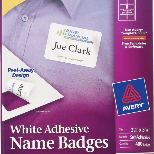 Avery White Adhesive Name Badge Labels 5395 Avery
