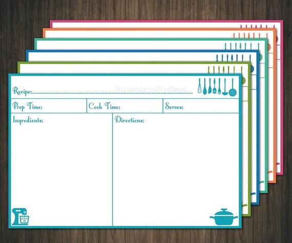 Editable recipe cards divider 4x6 Recipe cards printable