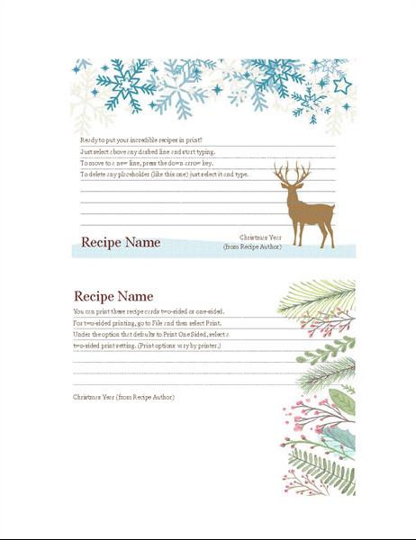 Recipe cards Christmas Spirit design works with Avery