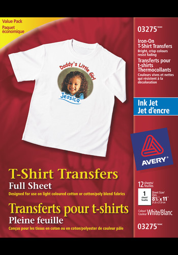 Avery T Shirt Transfers 8 1 2" x 11" White