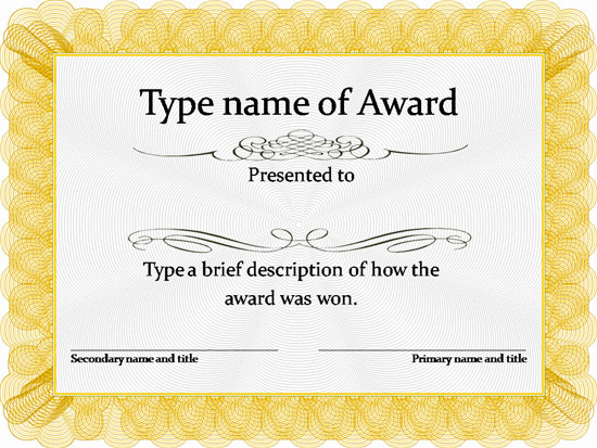 free editable certificate of award template sle