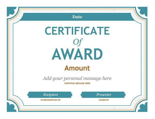 Gift certificate award