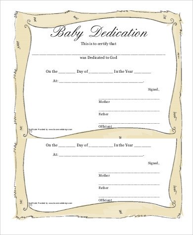 Baby Dedication Certificate 6 Examples in PDF