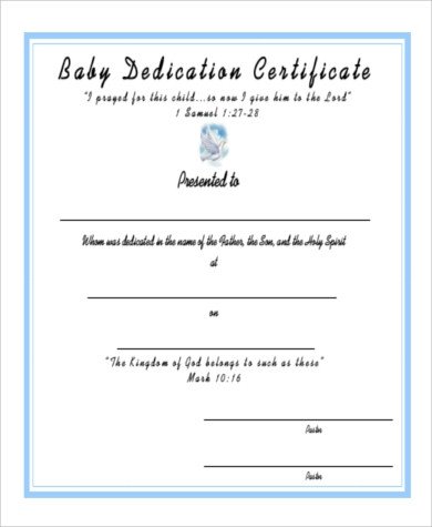 Baby Dedication Certificate 6 Examples in PDF