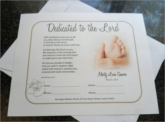 Baby Dedication Certificate 7 Download Free Documents
