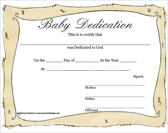 baby dedication certificate