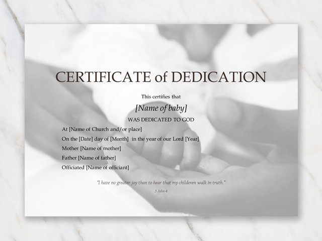 Baby Dedication Certificate Template for Word [Free Printable]