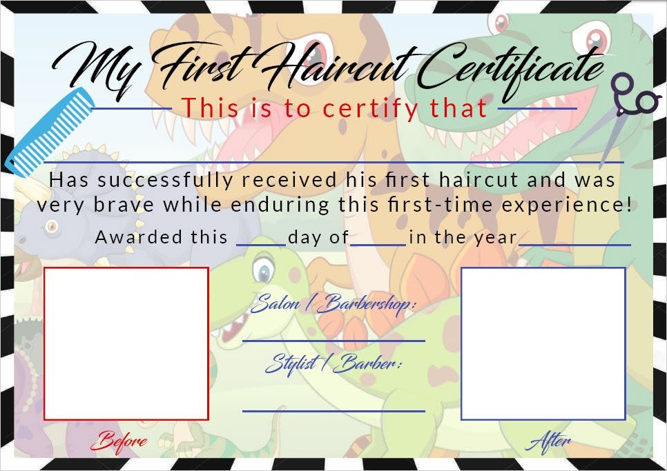 Boys First Haircut Certificate Baby First Haircut
