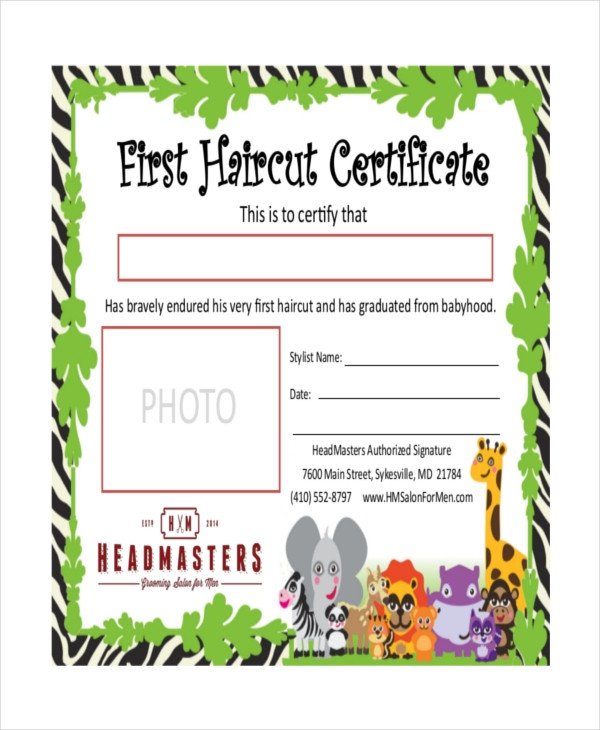 First Haircut Certificate Pdf Haircuts Models Ideas