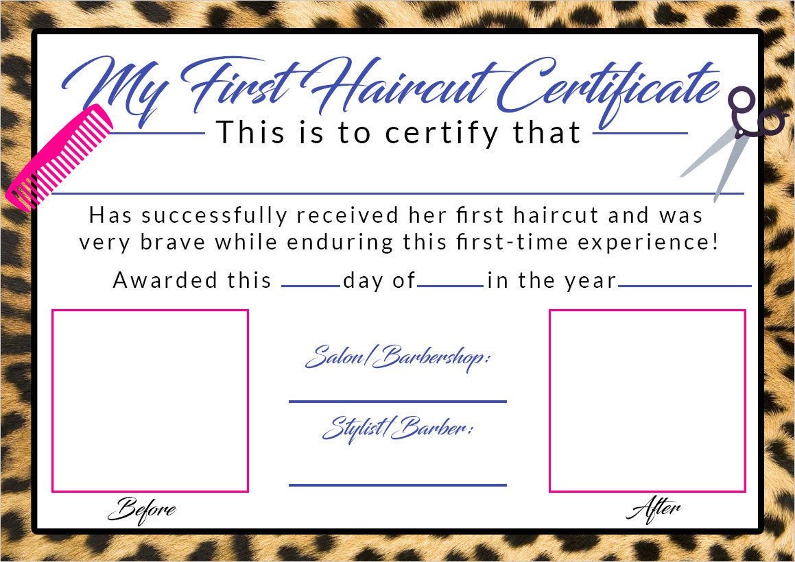 Girls First Haircut Certificate Baby First Haircut