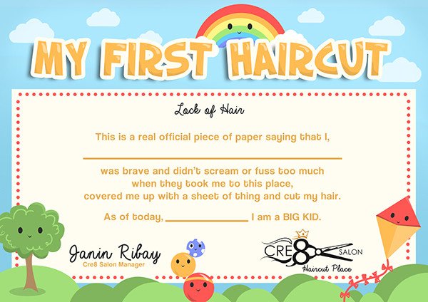 Kid s First Haircut Certificate on Behance