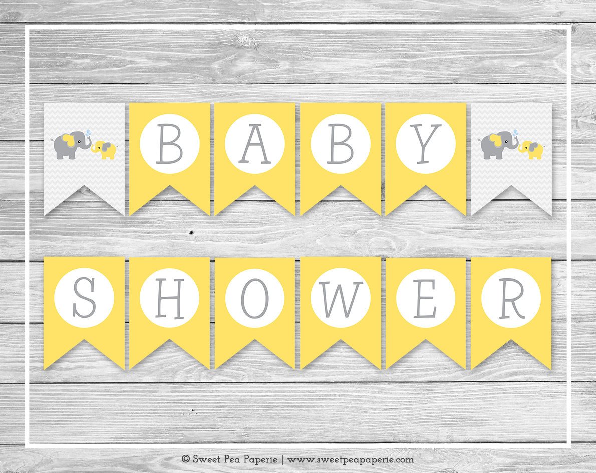 Elephant Baby Shower Banner Printable Baby Shower Banner
