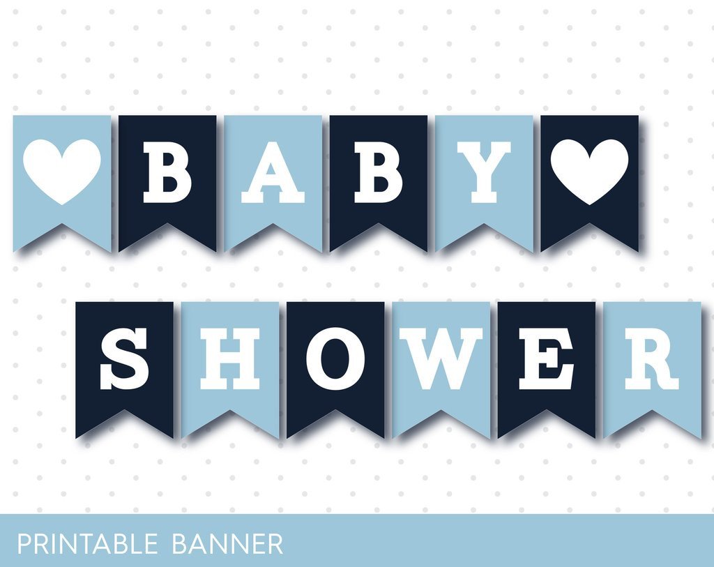 Navy blue baby shower banner Printable banner with