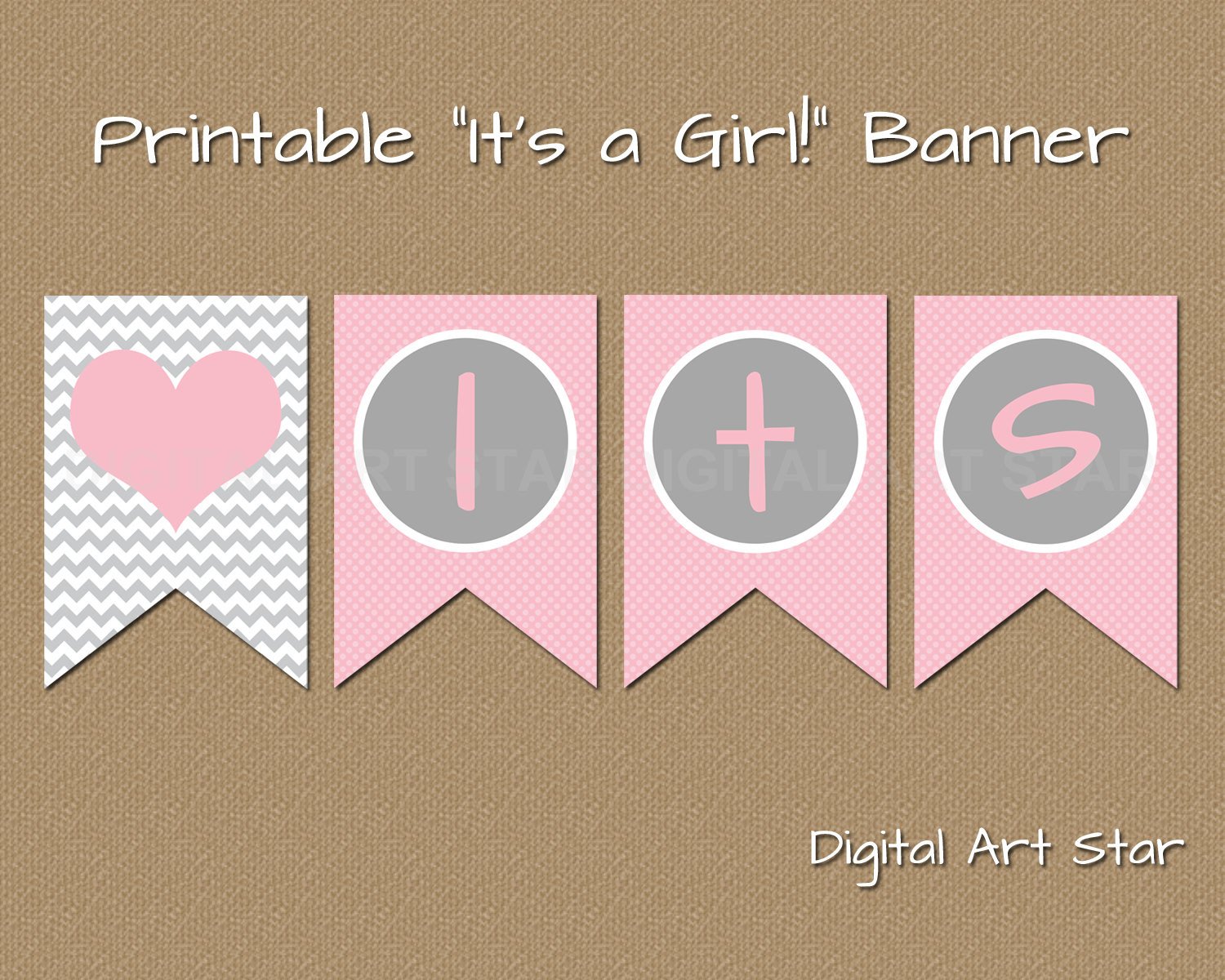 Printable Baby Shower Banner DIY Its a Girl Banner Pink