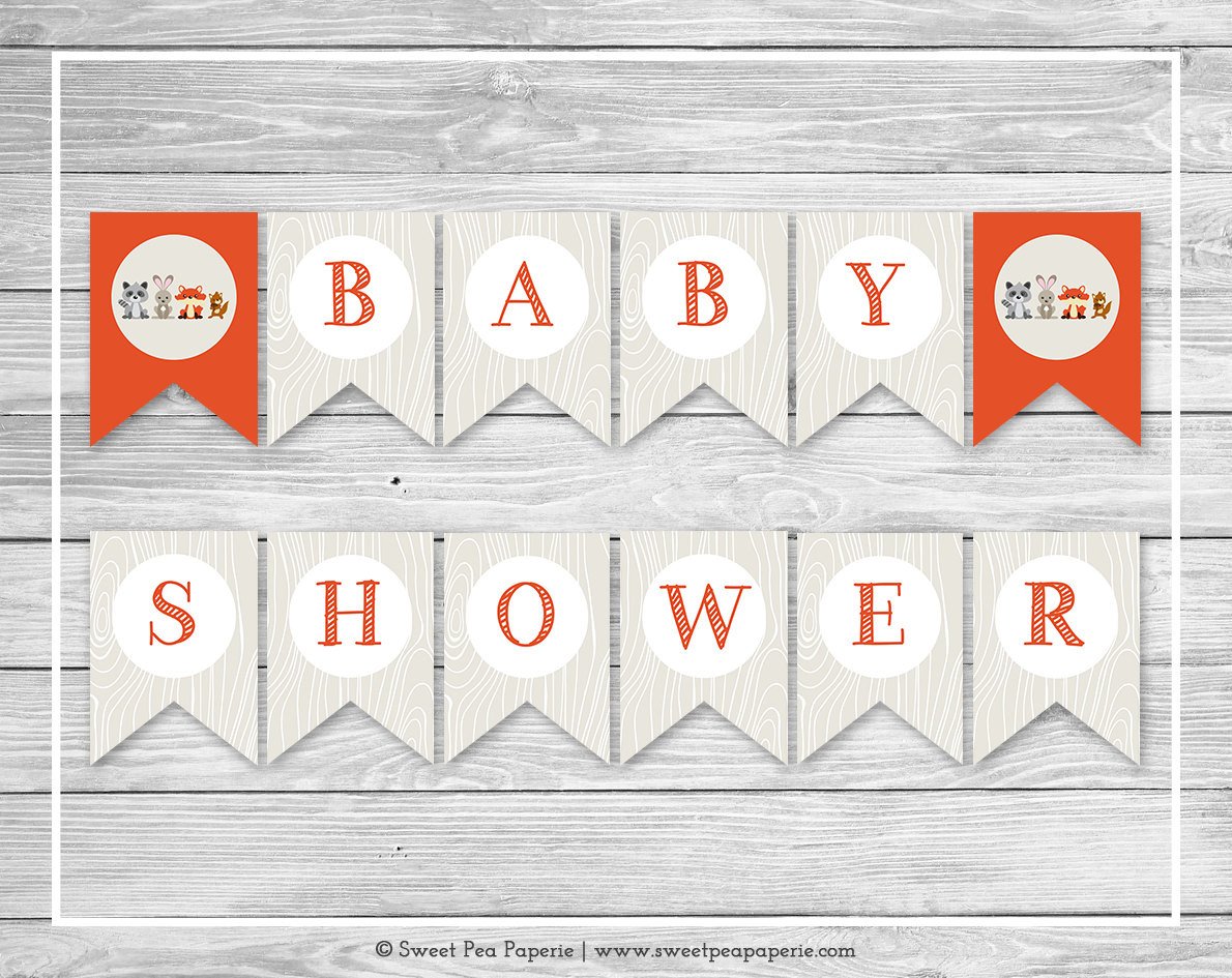 Woodland Animals Baby Shower Banner Printable Baby Shower