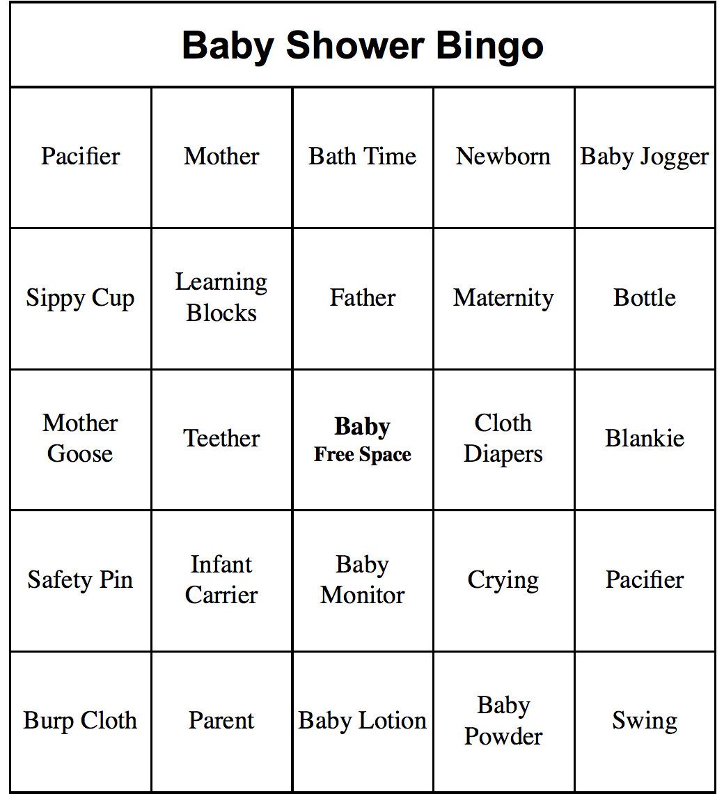 50 Individual Printable Baby Shower Bingo Cards