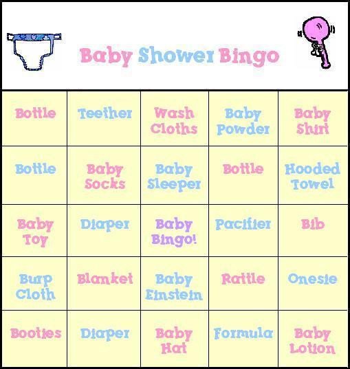 Baby Shower Bingo Free printable baby shower bingo cards