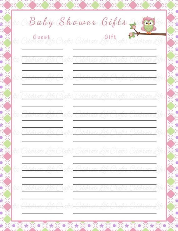 Baby Shower Gift List Printable Baby by CelebrateLifeCrafts