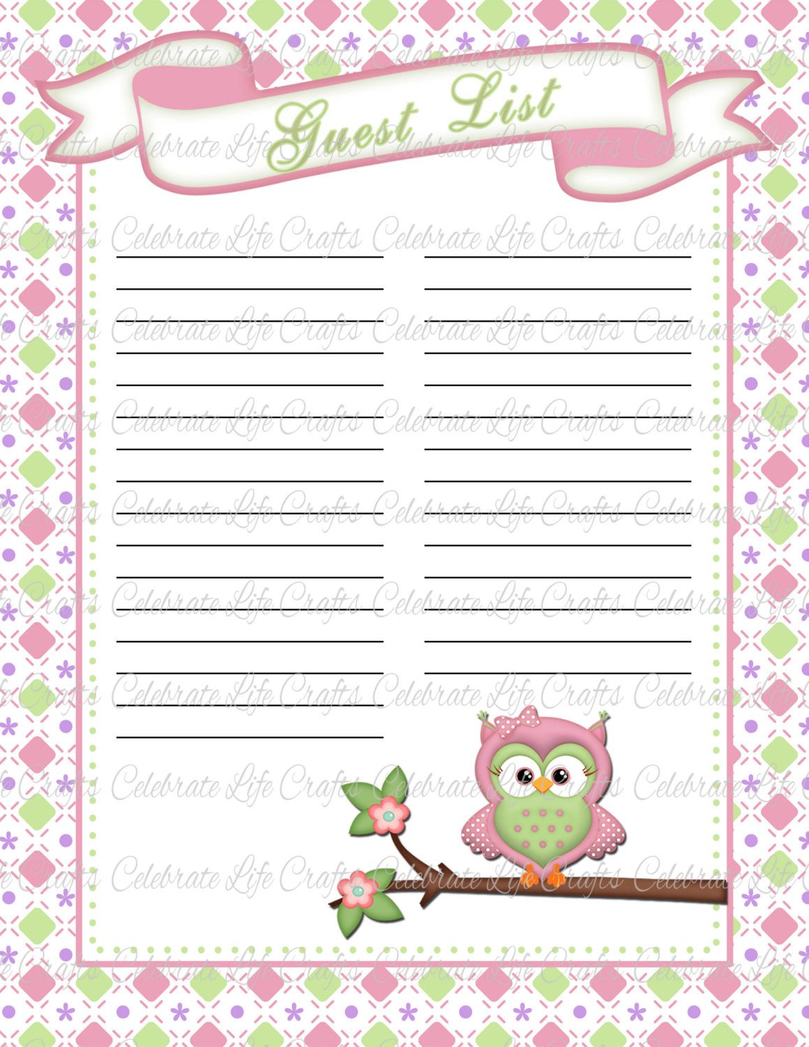 Baby Shower Guest List Printable Baby by CelebrateLifeCrafts